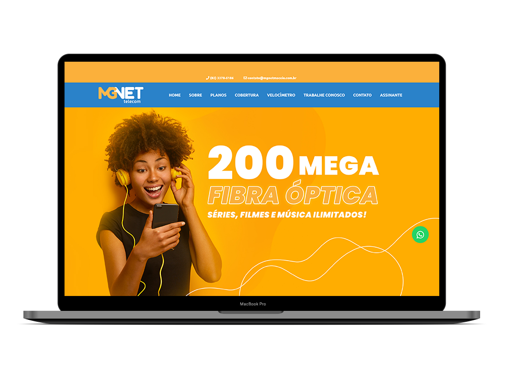 Mockup do site MGnet Telecom